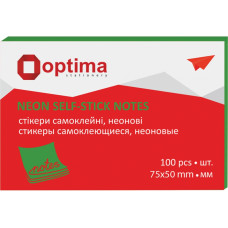 Стікери Optima, 75х50, неон салатовий, 100 л.