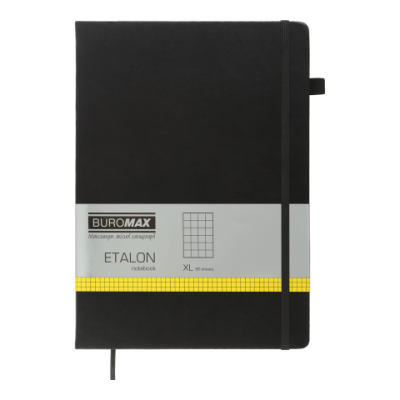 Книга записная ETALON 210*295, 96л., клетка, обложка искуственная кожа, черный
