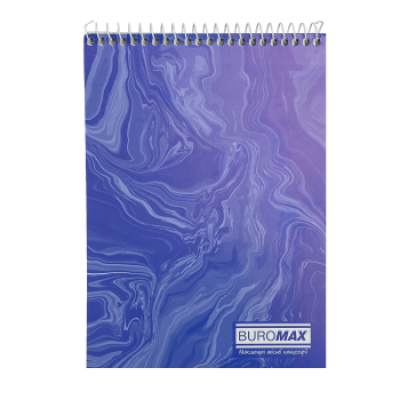 Блокнот на пр.зверху, А5, 48 арк, MARBLE, JOBMAX, клітинка, картон.обкл., синій - BM.2472-02 Buromax