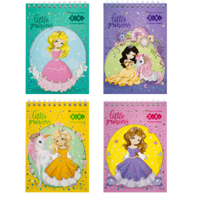 Блокнот на пружині зверху PRINCESS, А6, 40 арк., карт.обкл., KIDS Line