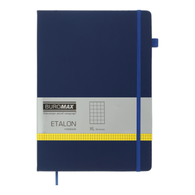 Книга записная ETALON 210*295, 96л., клетка, обложка искуственная кожа, синий