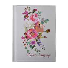 Записная книжка FLOWERS LANGUAGE, А6, 64 л., клетка, твердая обложка, мат. ламинация+лак, розовая
