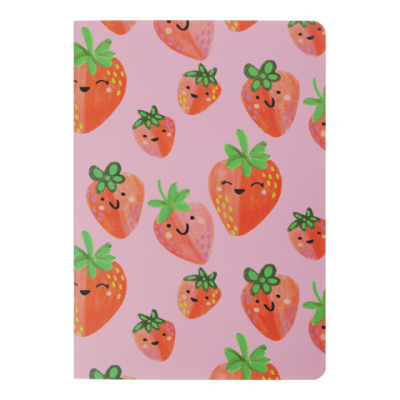 Записник FRUITS, А5, 32 аркуші, клітинка, прошита обкладинка, малинова