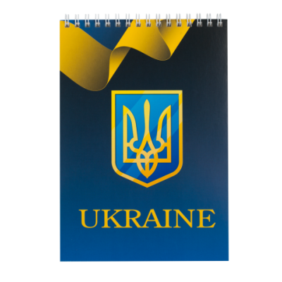 Блокнот на пружине сверху UKRAINE, А-5, 48л., клетка, картонная обложка, синий