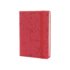 Деловая записная книжка LADY, А6, твердая обложка, резинка, кремовый блок линия, красный