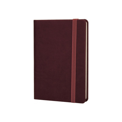 Деловая записная книжка VIVELLA, А6, твердая обложка, резинка, кремовый блок линия, бордо