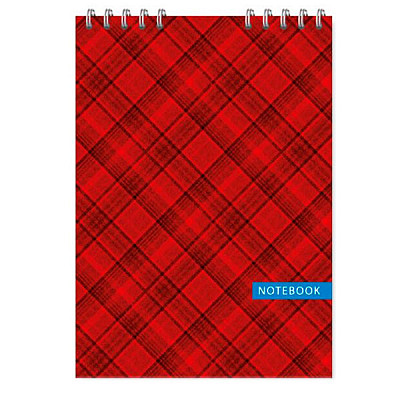 Блокнот А5 48л # П БЕ 346 Шотландка спіраль верх карт.обклад. червоний, - 632496
