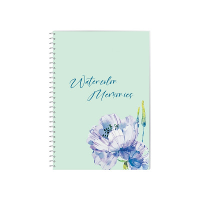 Блокнот Watercolor Memories, А5, обкл. картон, спіраль, 80 арк., кліт. O27154