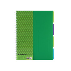 Блокнот Adamant: зеленый, A4, пластиковая обложка, с разделителями и перфорацией, 120л, клетка