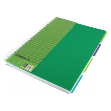 Блокнот Adamant: зеленый, A4, пластиковая обложка, с разделителями и перфорацией, 120л, клетка