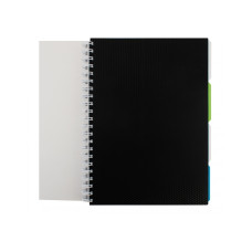 Блокнот Adamant: черный, A4, пластиковая обложка, с разделителями и перфорацией, 120л, клетка