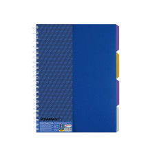 Блокнот Adamant: синій, A4 (200х285), пласт. обкл., спіраль, з розділ., блок з перф., 120, кліт.
