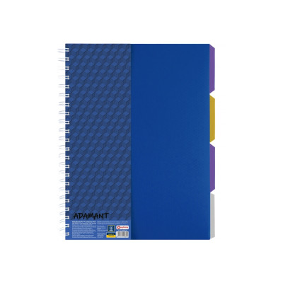 Блокнот Adamant: синій, A4 (200х285), пласт. обкл., спіраль, з розділ., блок з перф., 120, кліт. - O20843-02 Optima