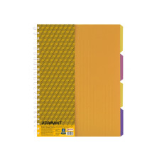 Блокнот Adamant: жовтий, A4 (200х285), пласт. обкл., спіраль, з розділ., блок з перф., 120, кліт.