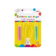 Набір: 4 свічки на торт з LED підставкою 