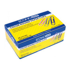 Скріпка 28 мм кругла Economix, кольорова, 100шт.