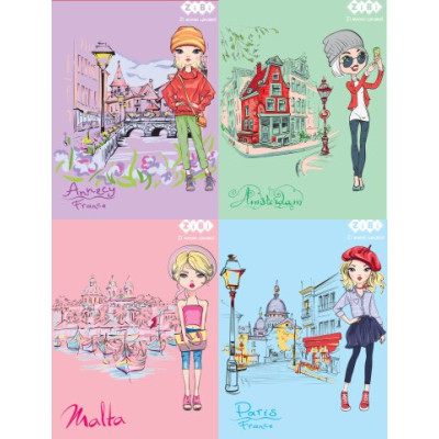 Блокнот на пружині зверху TRAVEL GIRLS, А6, 40 арк., карт.обкл., KIDS Line - ZB.12136 ZiBi