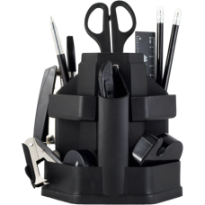 Набір настільний, JOBMAX, з наповненням (16 предметів), пластиковий, чорний