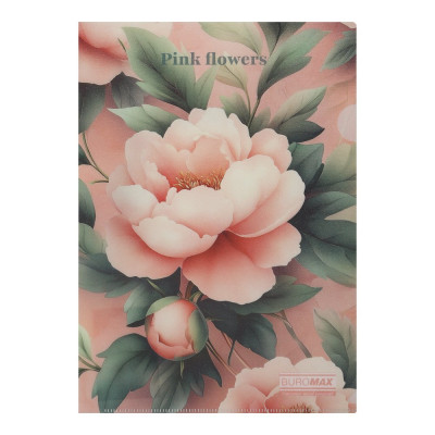 Папка-кутик А4, PEONY ARABESKI, напівпрозора, рожева