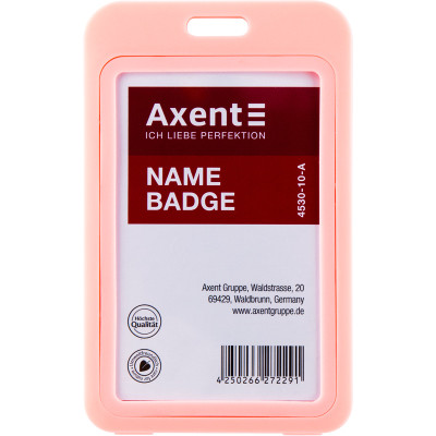 Бейдж вертикальный Axent 4530-10-A 54x85 мм, розовый - 4530-10-A Axent
