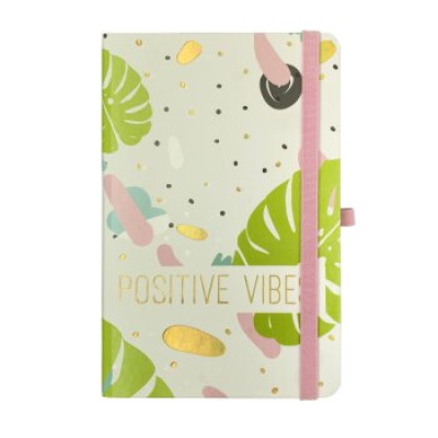 Книжка записна POSITIVO, на гумці, 136х207мм, 96 арк., кліт., офсет крем., тв.лам.обкл., салатова - BM.255110-15 Buromax