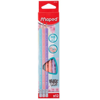 Карандаш графитовый BLACK PEPS HB, с ластиком, PASTEL MP.851730