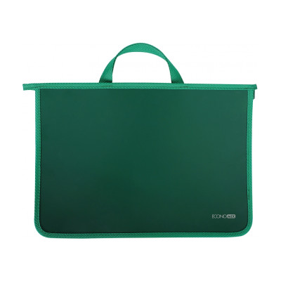 Портфель пластиковый А4 на молнии, зеленый