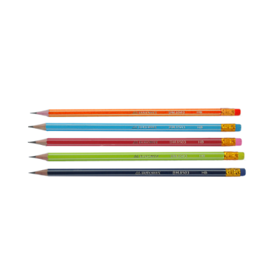 Олівець графітовий НВ, асорті, із білою. полосою, з гумкою, карт. коробка - BM.8503 Buromax
