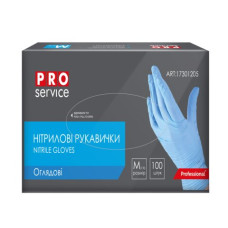Рукавички нітрилові, нестерильні, блакитні, 100шт/уп., розмір M, PRO SERVICE