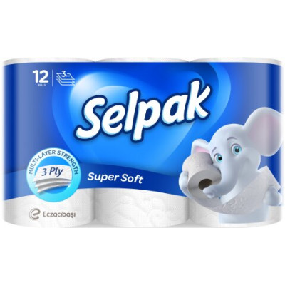 Бумага туал. целюлоз., по 12 рул., 3-х сл., белый SELPAK  (K) sp.04508