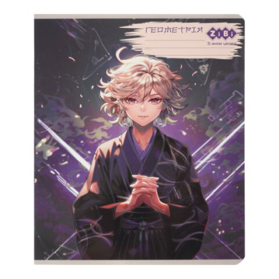 Тетрадь ученическая общая ANIME, 48л., клетка, геометрия, конгрев. тисн. + УФ лак, KIDS LINE ZB.1704-07
