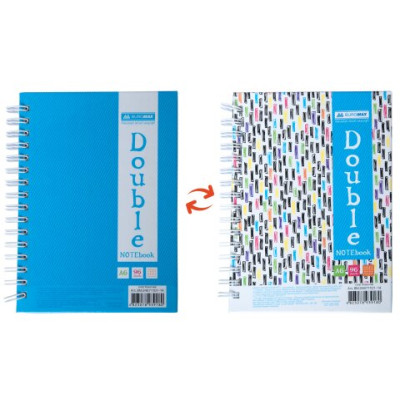 Книга для нотаток DOUBLE А6, 96 арк., пружина, кл., тв. лам. палітурка, блакитний - BM.24671101-14 Buromax