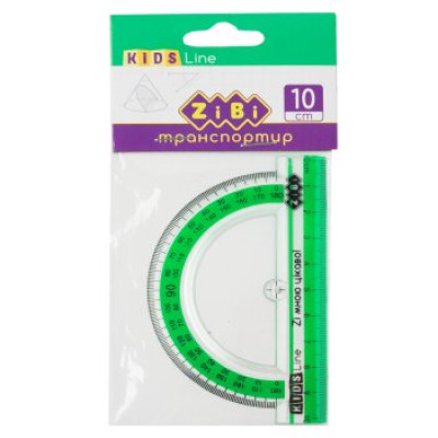 Транспортир 100мм, с салатовой полоской, блистер, KIDS Line ZB.5640-15