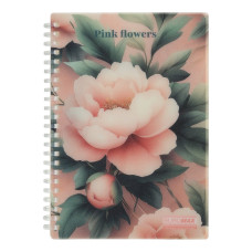 Зошит для записів PEONY ARABESKI, А5, 80 арк., клітинка, пластикова обкладинка, рожевий