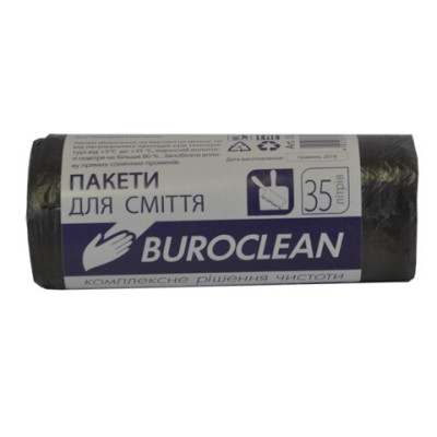 Пакеты для мусора 35л/30шт, черные,7мкм,  HDPE, BuroClean ECO 10200011