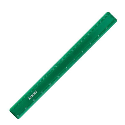 Линейка пластиковая, 30 см, матовая, зеленая - 25052 Axent
