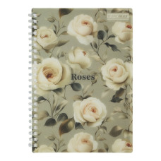 Зошит для записів ROSES ARABESKI, А5, 80 арк., клітинка, пластикова обкладинка, світло-сірий