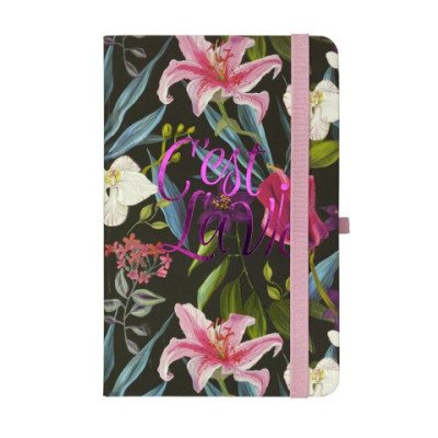 Книжка записная TROPICAL, на резинке, 136х207мм, 96 л., клетка., офсет крем., тв.лам.обл., чёрная - BM.255112-01 Buromax