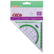 Косинець 2 в 1,140мм, 90°45°, з салатовою смужкою, блістер, KIDS Line