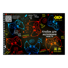 Альбом для малювання GAMER, А4, 30 арк., 120 г/м2, на пружині, т.-синій,  KIDS Line