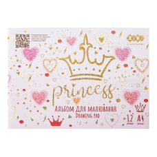 Альбом для малювання PRINCESS, А4, 12 арк., 120 г/м2, на скобі, рожевий, KIDS Line