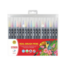 Фломастеры-кисточки REAL BRUSH, 18 цветов, линия 0,5-6 мм