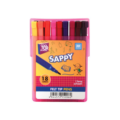 Набор фломастеров SAPPY в слайдер-пенале, 18 цветов, линия 2 мм CF15206
