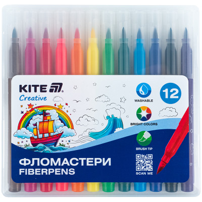 Фломастеры-кисточки, набор 12шт, Kite Creative K-1150
