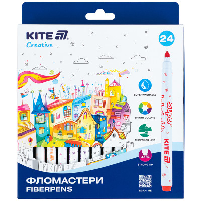 Маркер, набір 24шт, Kite Creative Superwashable