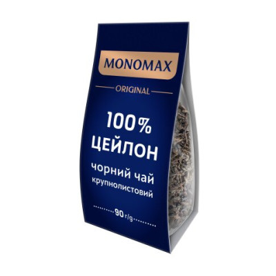 Чай чорний 90г, лист, 100% CEYLON КРУПНОЛИСТОВИЙ, МОNОМАХ - mn.02035 ПРОДУКТЫ ПИТАНИЯ