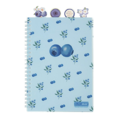 Зошит для записів BLUEBERRY ARABESKI, А5, 80 арк., клітинка, 4 роздільники, пластикова обкладинка, кобальтовий
