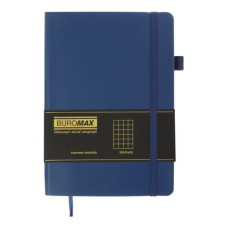 Блокнот діловий BRIEF LOGO2U А5, 96арк., клітинка, обкладинка зі штучної шкіри, синій