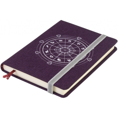 Деловая записная книжка ZODIAC, А6, твердая обложка текстиль, резинка, кремовый блок линия - O27192-08 Optima