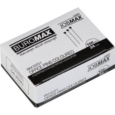Шпильки кольорові, JOBMAX, 34 мм, 100 шт. у пласт. коробці